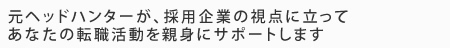 元ヘッドハンターが、採用企業の視点に立ってあなたの転職活動を親身にサポートします